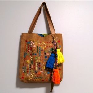 Handmade Authentic Mexican handbag Made in Mexico. Aztec inspired embroidery